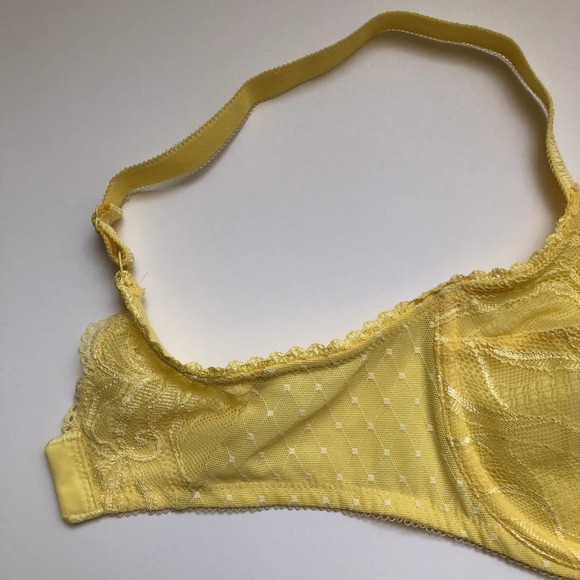 Wacoal Classic Yellow Sheer Lace Unlined Full Coverage Bra 855115 32DD/32E - Picture 3 of 12